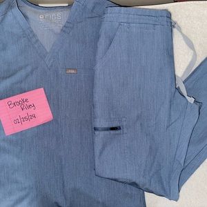 Fig scrub set -Limited edition denim -XXS one-pocket top & XS/P straight Yolanda